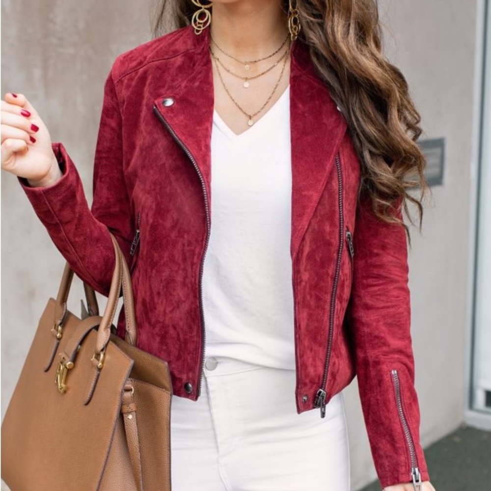 Burgundy Suede Moto Jacket